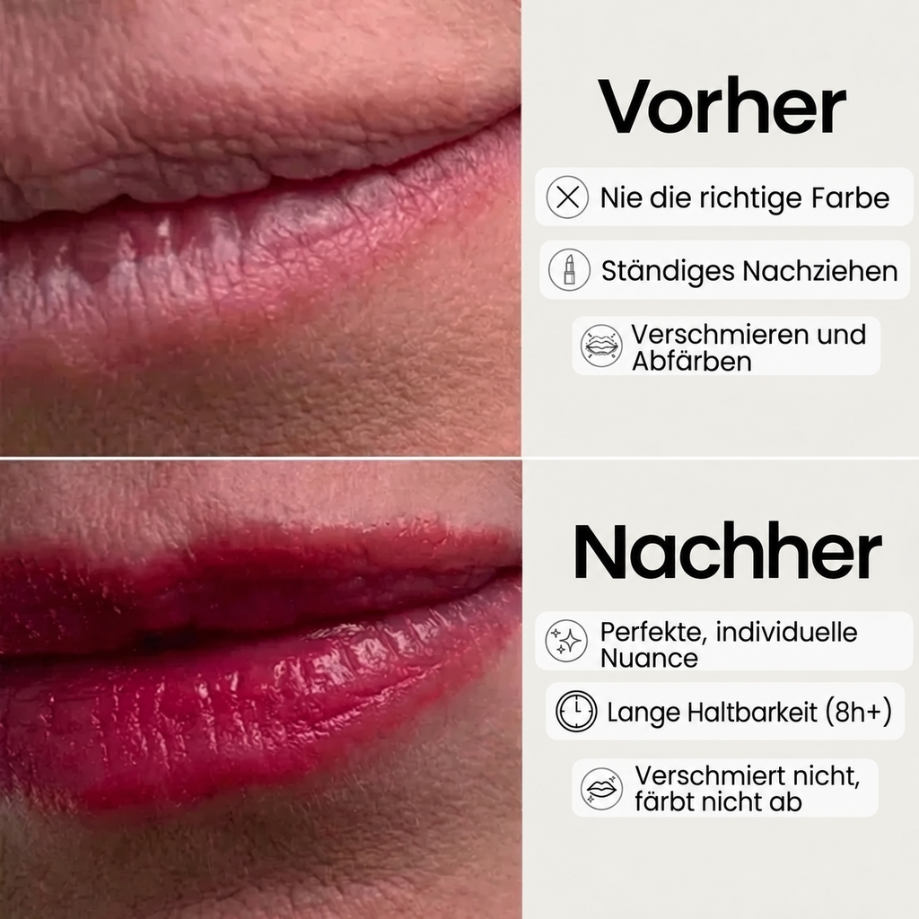 Vorher und nachher: Lippen ohne und mit Reveliane
