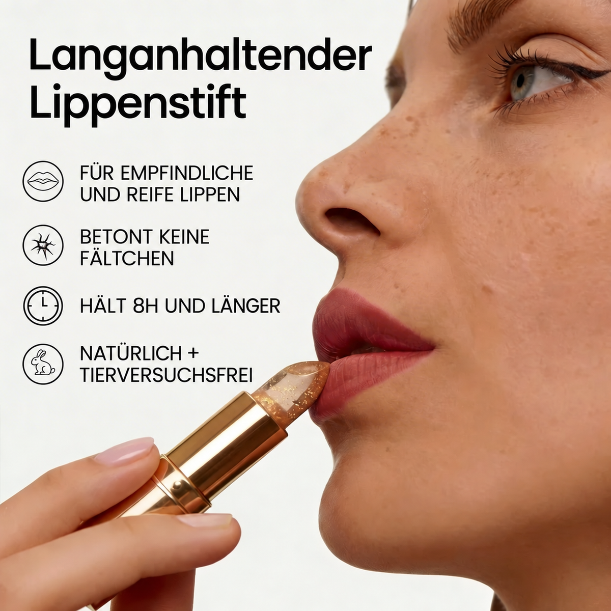 Langanhaltender Lippenstift für empfindliche und reife Lippen